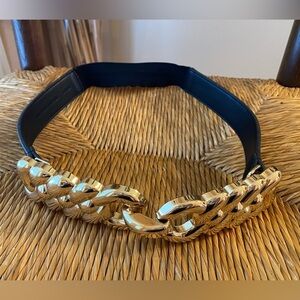 MARCIANO interlocking gold & black detailed belt with elastic size XS/S